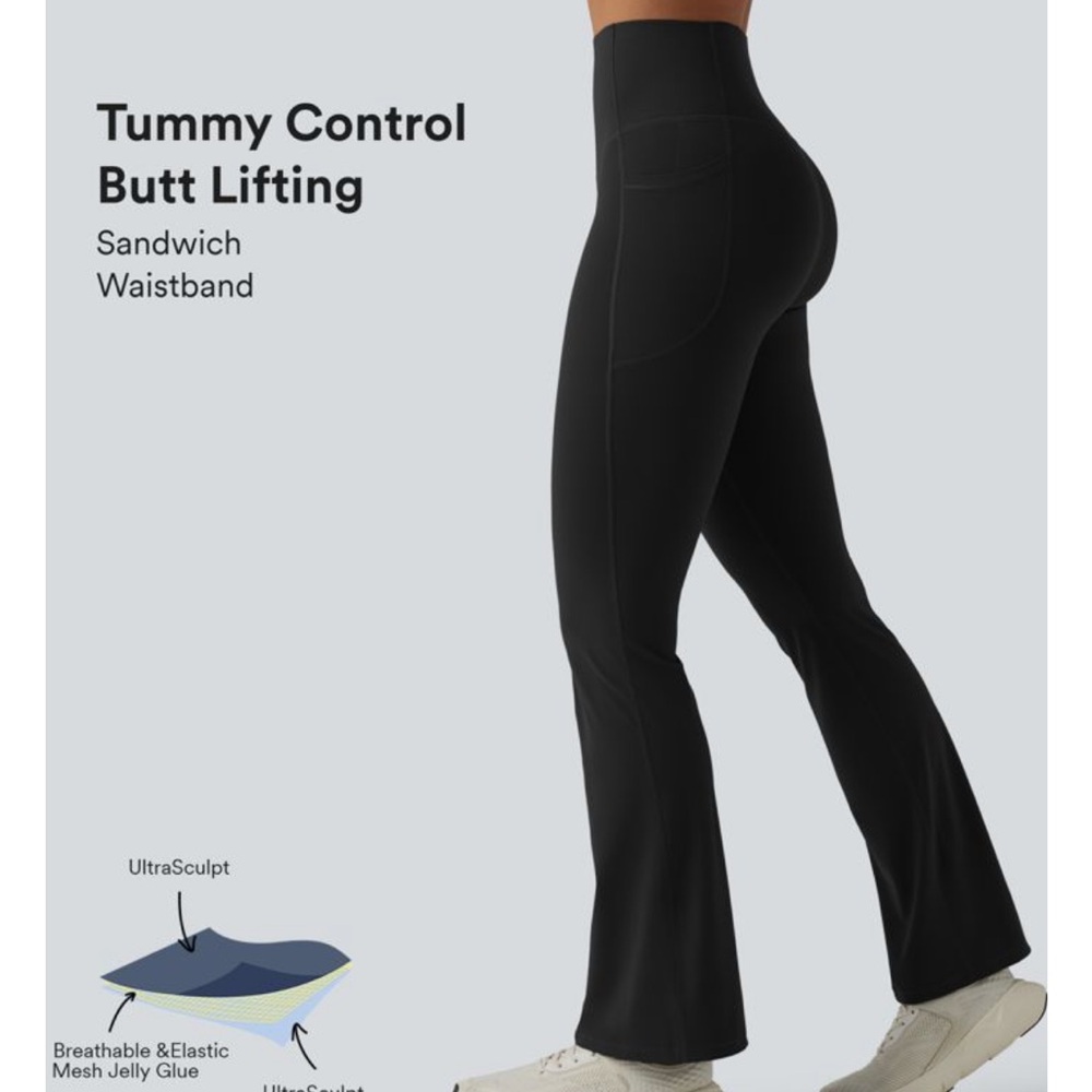 Halara High-Waist Tummy Control Butt-Lifting Flare Pants - Black